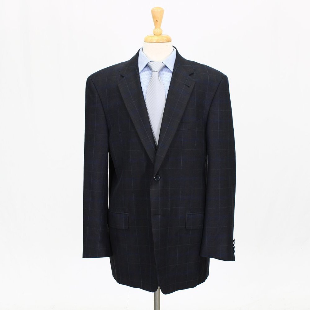 Joseph Abboud 44L Gray Check 2-Button Sport Coat Blazer Jacket B335